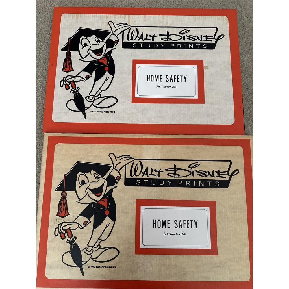 1960's Disney Educational Board Print Posters Home Safety Set W/Easel Cover Vtg‎